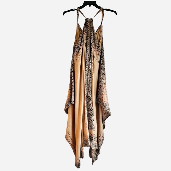 Free People Merida Printed Maxi Dress beaded bohemian vacation Large - Picture 8 of 14